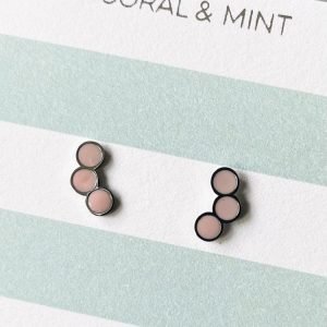 Tri circle Studs with Candy Pink Enamel