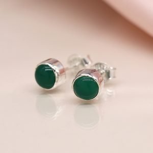 Sterling Silver Green Onyx Studs