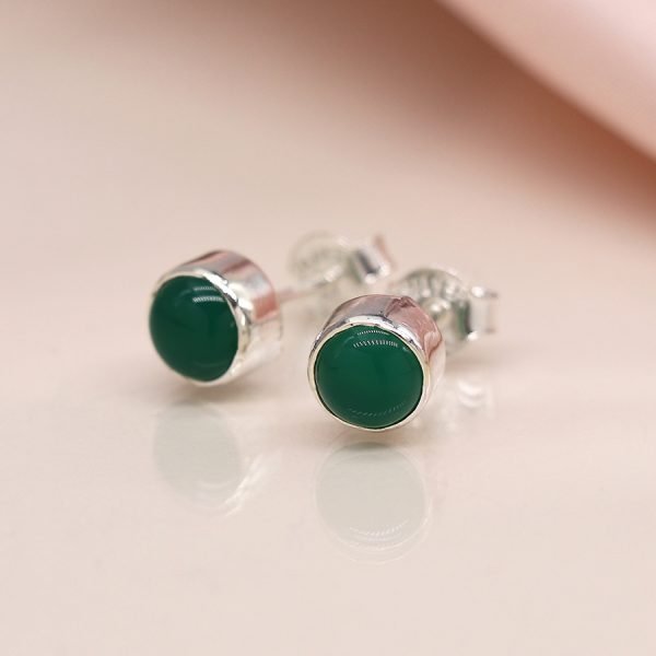 Sterling Silver Green Onyx Studs