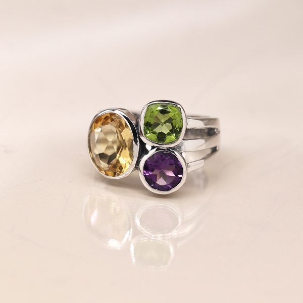 Sterling Silver Tri-Stone Ring