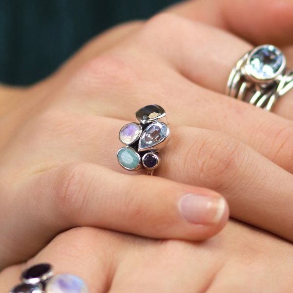 Sterling Silver Gemstones Ring