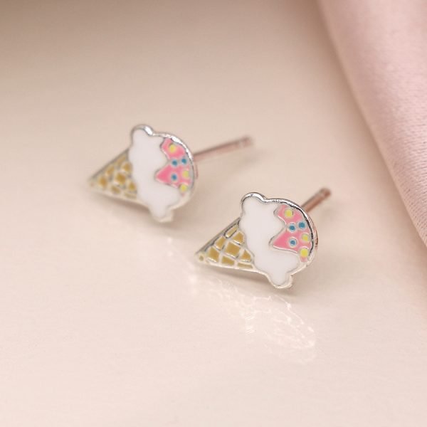 Sterling Silver Enamel Ice Cream Earrings