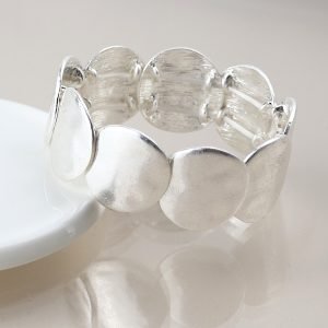 Alternative view of Silver worn disc stretch bracelet