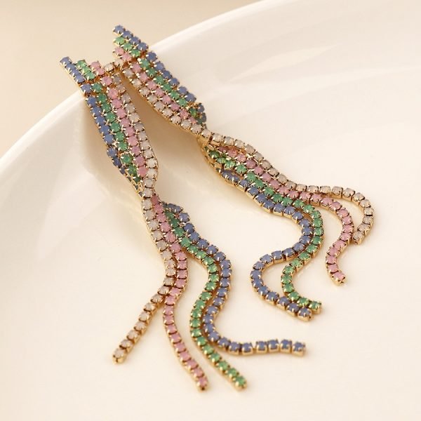 Pastel mix ribbon twist crystal earrings