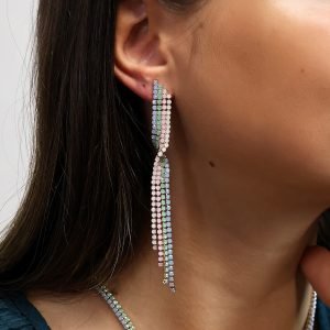 Alternative view of Pastel mix ribbon twist crystal earrings