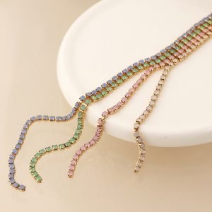 Alternative view of Mixed pastels multi crystal lariat necklace