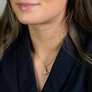 Alternative view of Gold pink and white fan necklace