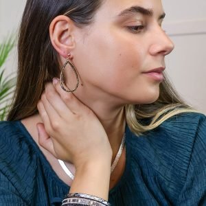 Alternative view of Golden and black crystal large teardrop earrings