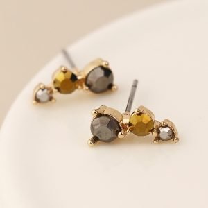 Alternative view of Golden triple black mix crystal ear climbers