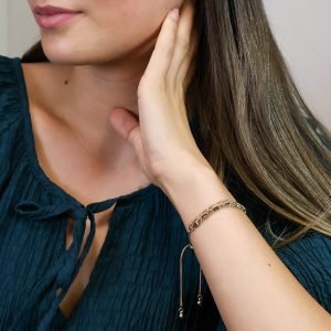 Alternative view of Golden smoky crystals and chains bracelet