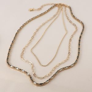 Golden smoky crystals and chains necklacei