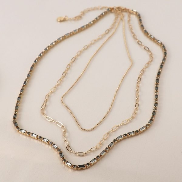 Golden smoky crystals and chains necklacei