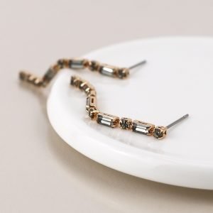 Alternative view of Gold black and grey crystal strand earrings