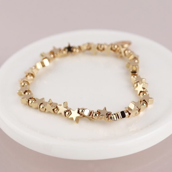 Golden polished stars bead bracelet
