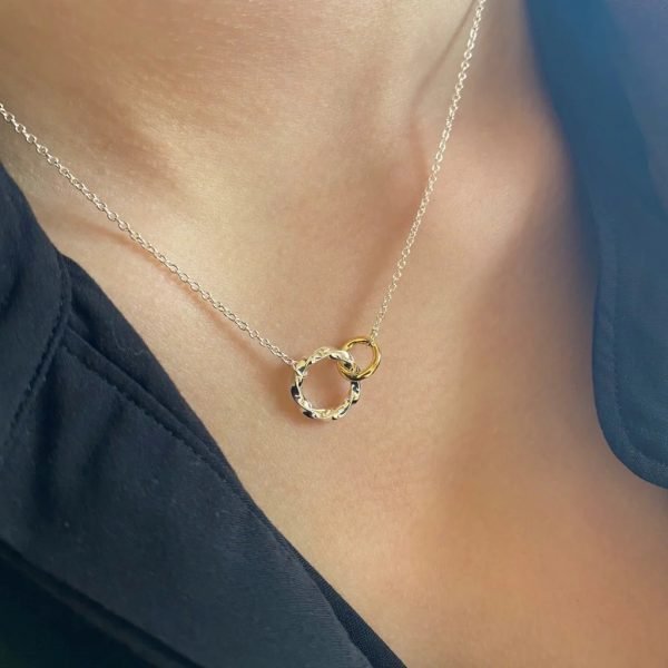 Sterling Silver Twin ring Rope necklace
