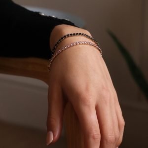 Alternative view of Golden and black crystal simple bracelet