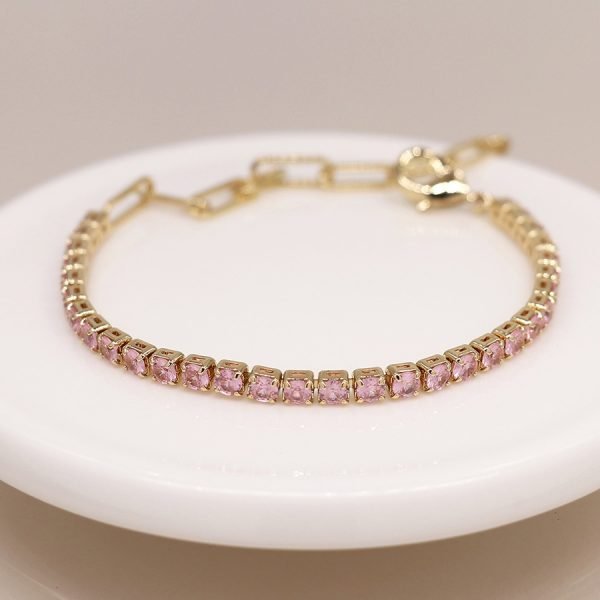 Gold and pink crystal simple bracelet
