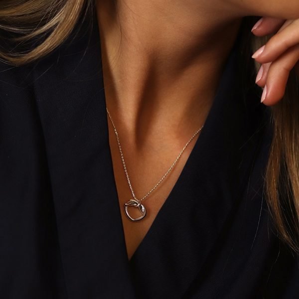 Silver plated knot pendant necklace