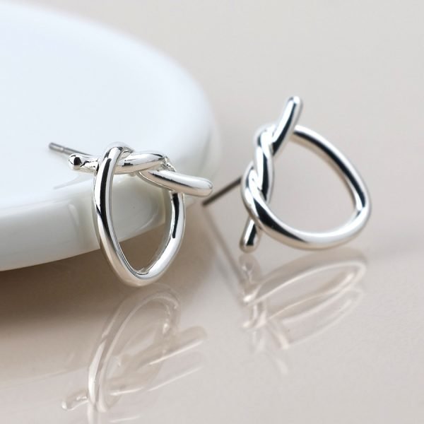 Silver plated knot heart earrings