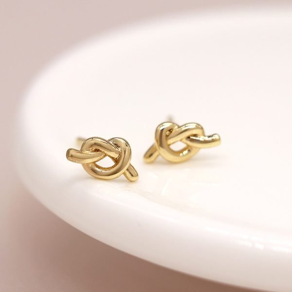 Golden dainty knot earrings