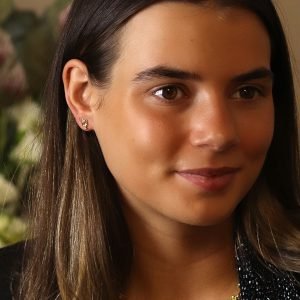 Alternative view of Golden dainty knot earrings