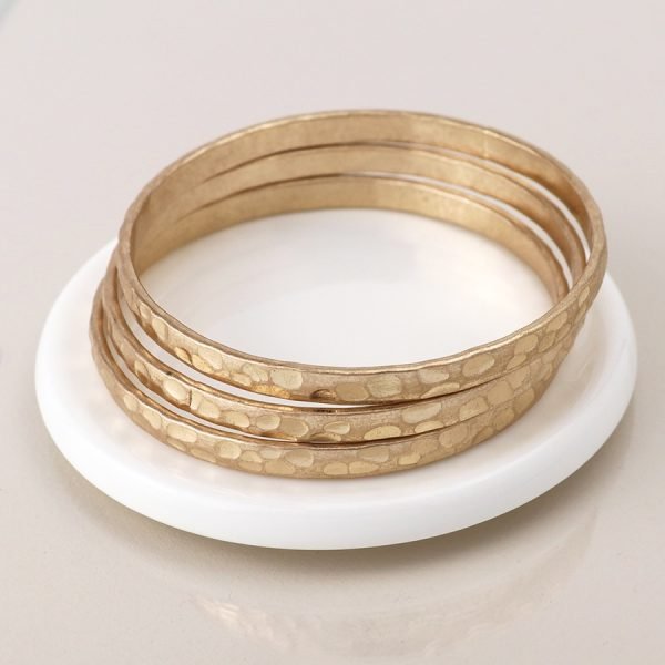 Worn gold plated triple bangle set