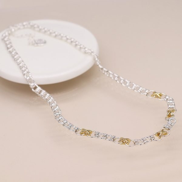 Silver plated and golden knots and crosses necklaceh