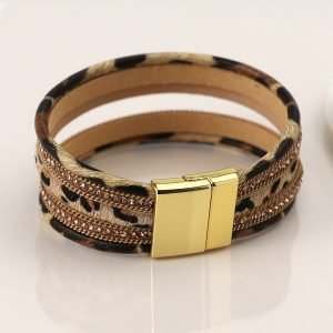 Alternative view of Multistrand classic animal print and crystal bracelet