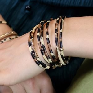 Alternative view of Multistrand leopard print and golden element bracelet