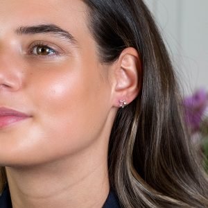 Alternative view of Sterling silver and gold plated double star stud earrings