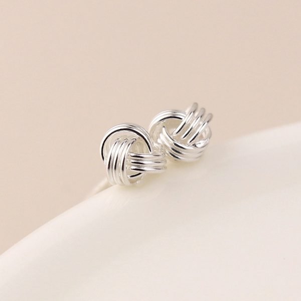 Sterling silver knotted yarn earrings