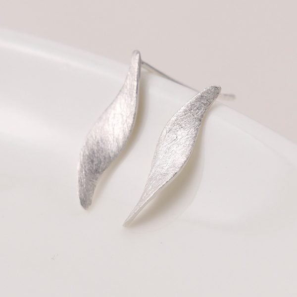 Sterling silver brushed marquis twist earrings