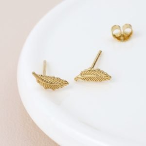 Alternative view of Sterling silver and gold plated feather studs