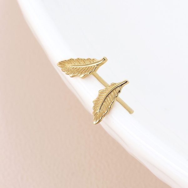 Sterling silver and gold plated feather studs
