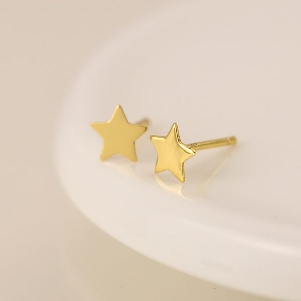 Gold plated silver star stud earrings