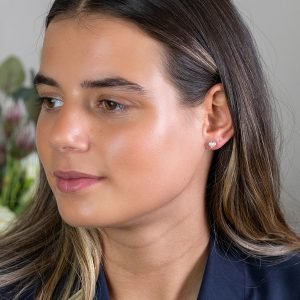 Alternative view of Sterling silver bobble heart studs