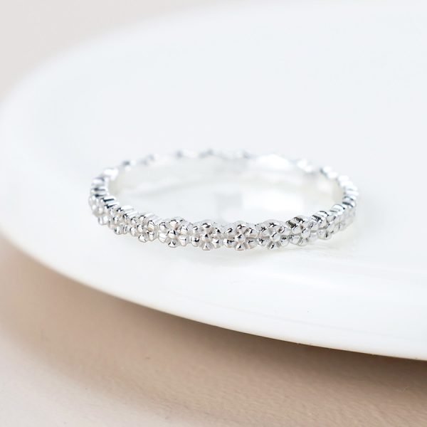 Sterling silver tiny flowers ring