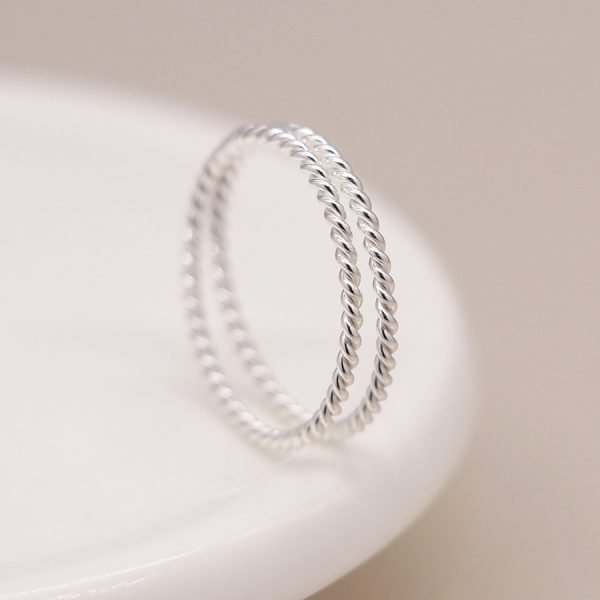 Sterling silver double twist band ring