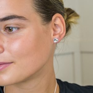 Alternative view of Sterling Silver Rainbow Crystal Heart Earrings