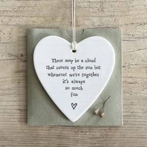 Alternative view of There May Be A Cloud Porcelain Hanging Heart