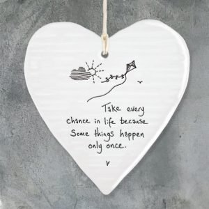 Alternative view of Take Every Chance In Life Porcelain Hanging Heart