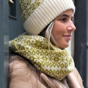 Alternative view of Olive Green Scandi Star Flower Snood