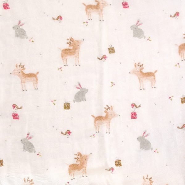 Christmas Reindeer and Rabbits Single Muslin