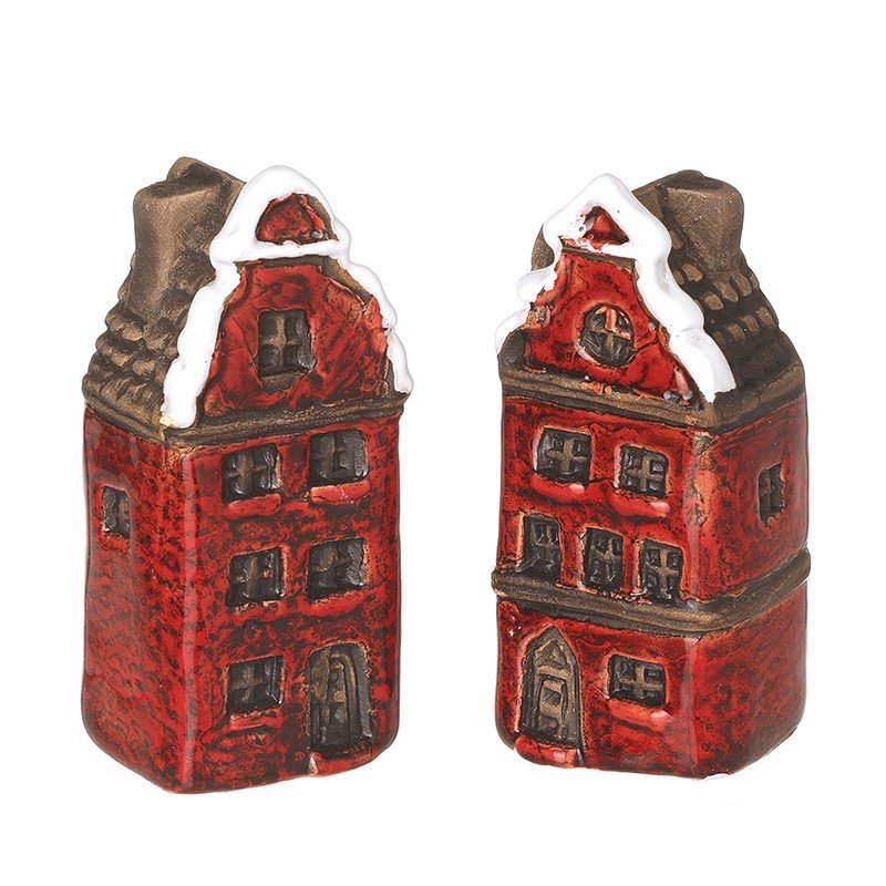 Red Stoneware Rustic Townhouse