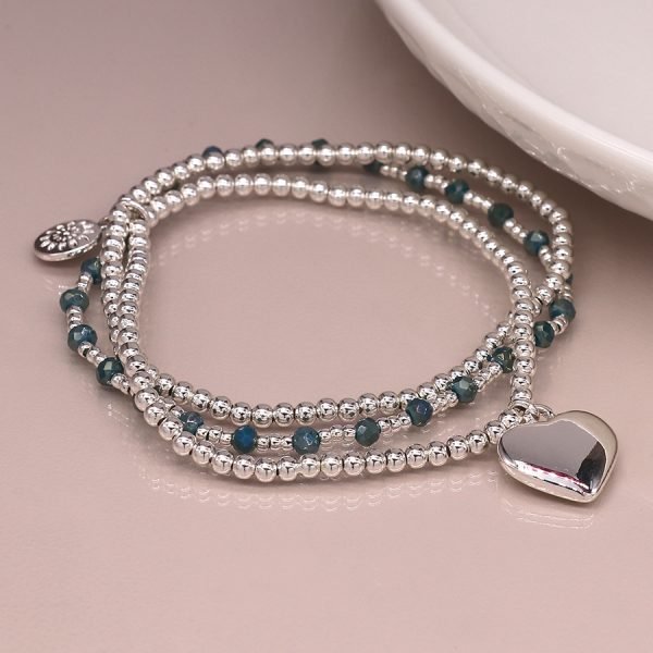 Silver Plated Heart Charm Bracelet