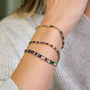 Alternative view of Rainbow Baguette Tennis Bracelet