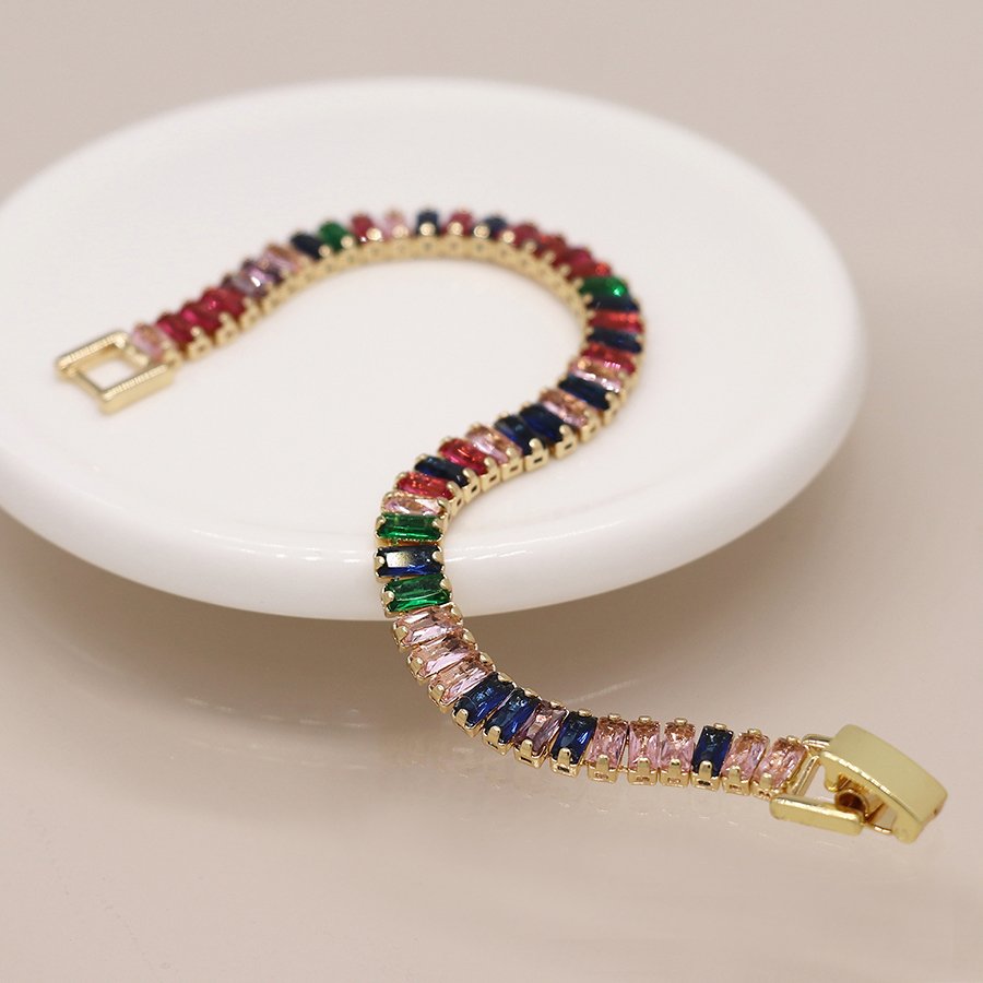 Rainbow Baguette Tennis Bracelet - Image 4