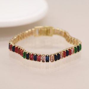 Rainbow Baguette Tennis Bracelet