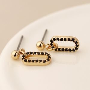 Alternative view of Gold and Black Mini Link Drop Earrings