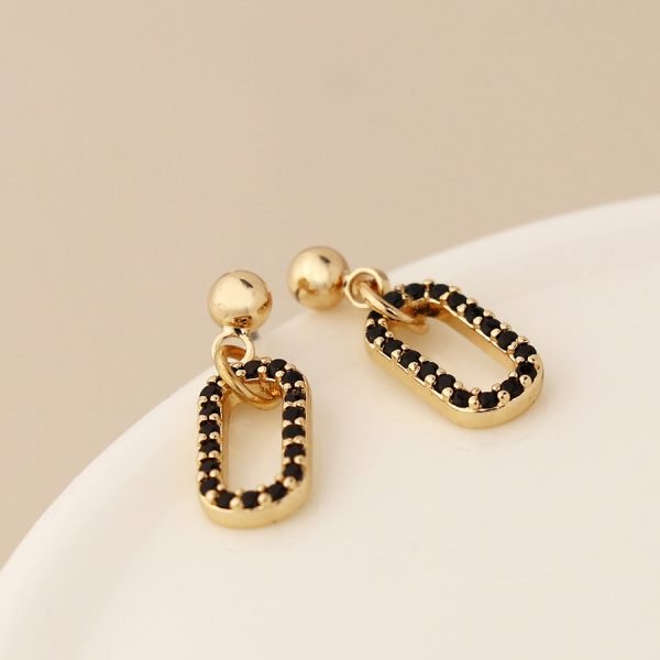 Gold and Black Mini Link Drop Earrings